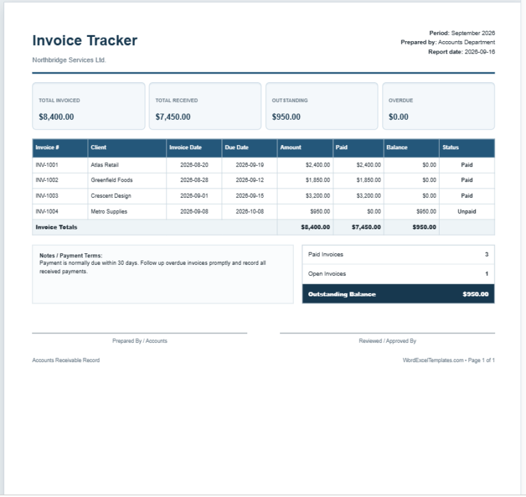 Invoice Tracker Generator