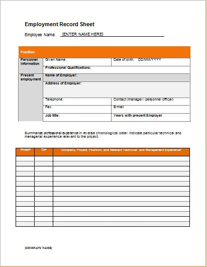 Employees Record Template from www.wordexceltemplates.com