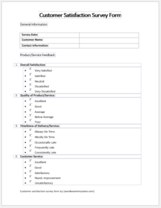 Customer Satisfaction Survey Form