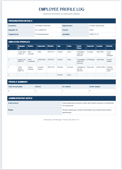 Employee Profile Log