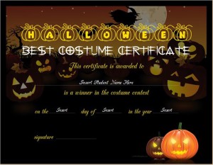 Halloween Best Costume Certificate Template