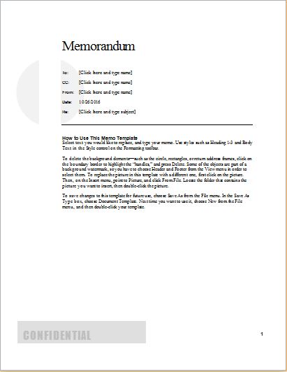 Formal Memo Template