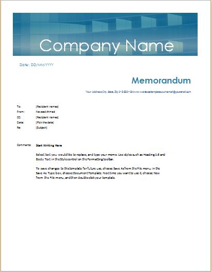 Memorandum Template for MS Word