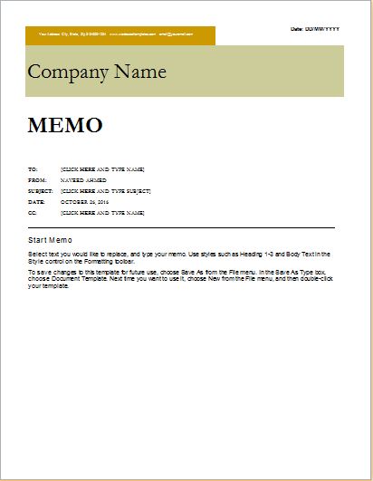 Memorandum Template for MS Word