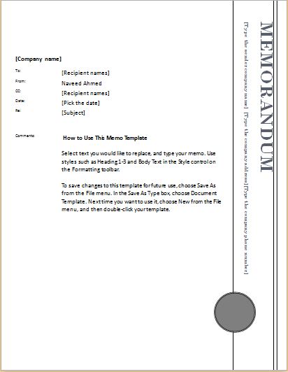 Memo template for MS Word