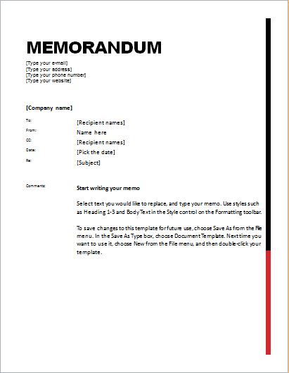 Memo template for MS Word