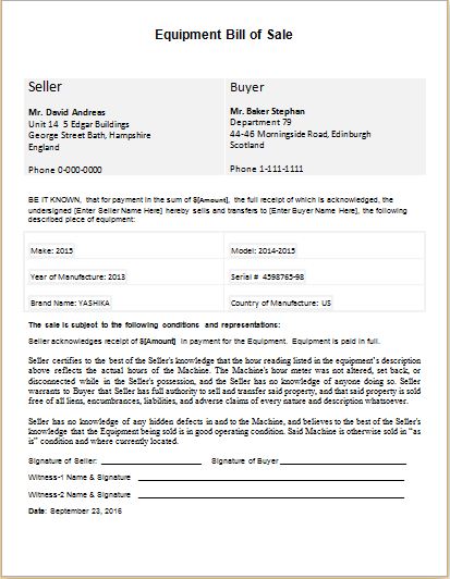 Bill Of Sale Template Word Document from www.wordexceltemplates.com