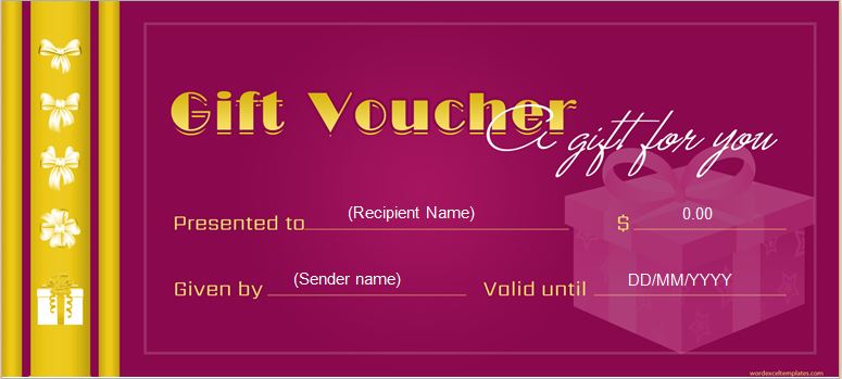 Gift Voucher for MS Word