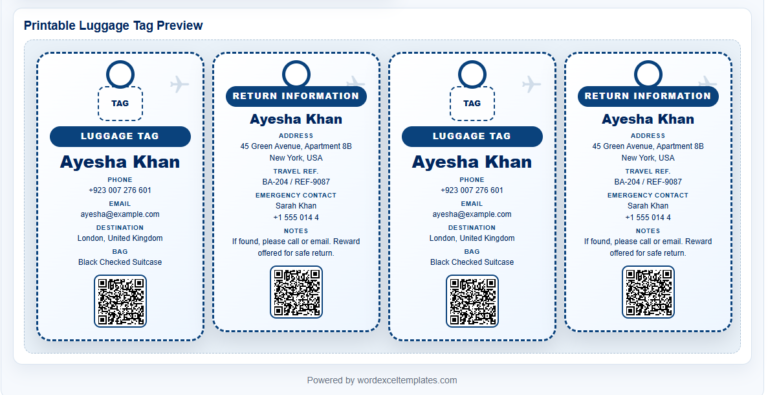 Luggage Tag Template
