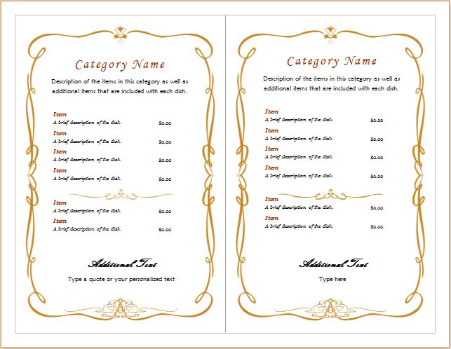 Editable Menu Templates for MS WORD | Word & Excel Templates