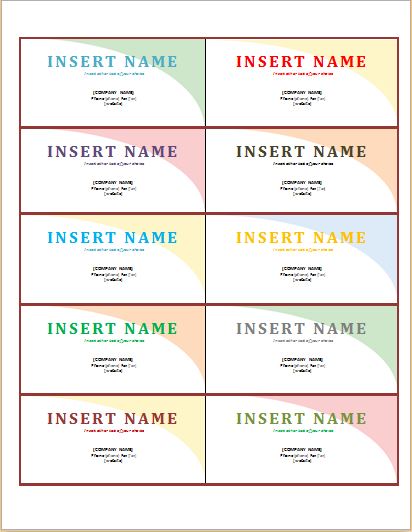 Name Tag Template for MS WORD