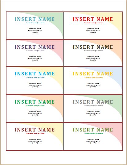 Name Tag Template Word Free Download Microsoft Word