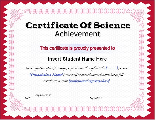 Science Fair Certificate Template