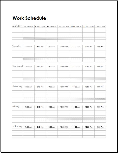 Work Schedule Templates For Employees Word And Excel Templates