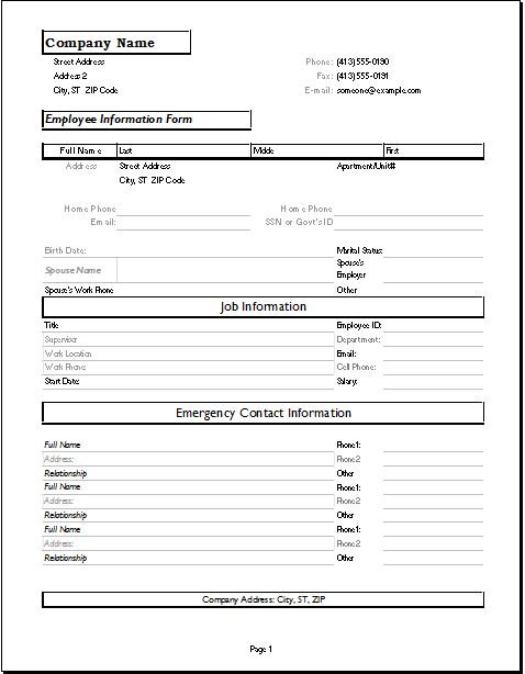 Employment Forms Template from www.wordexceltemplates.com