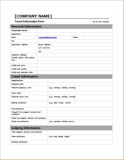 Travel Form Template from www.wordexceltemplates.com