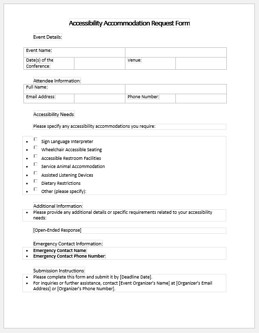 Accessibility Accommodation Request Form