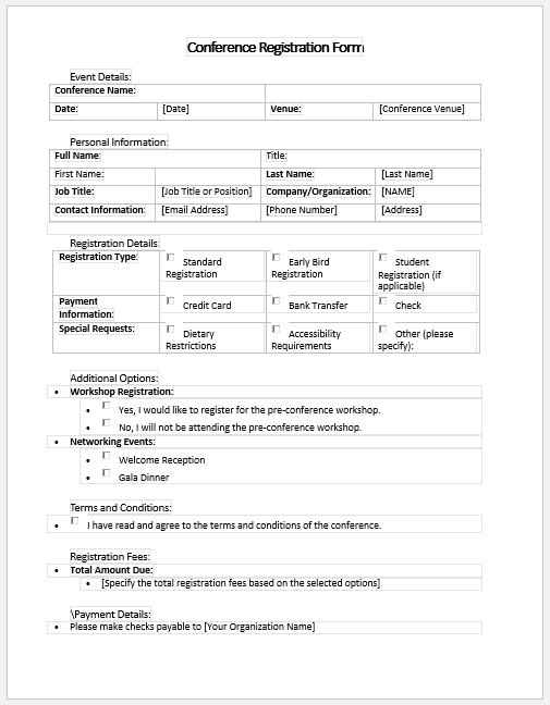 Conference Registration Form