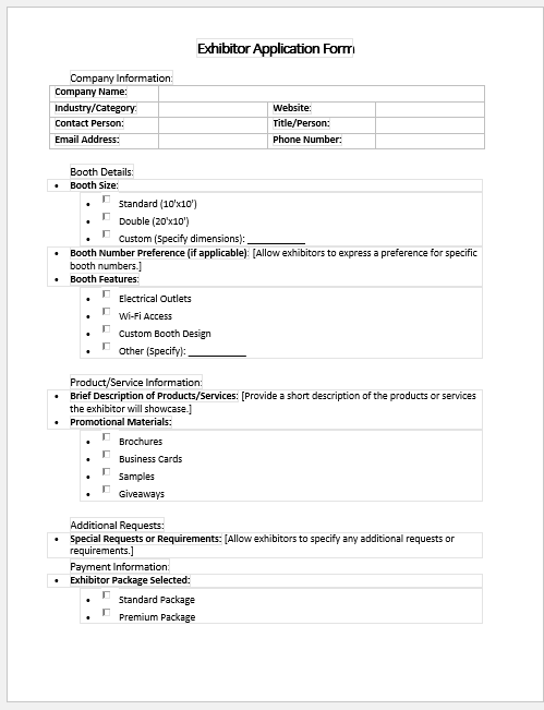 Exhibitor Application Form
