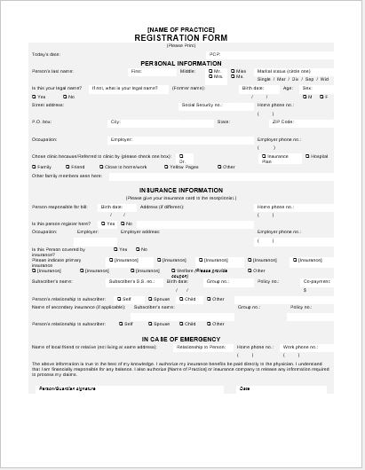 Generic Registration Form Template For MS Word Word Excel Templates Generic Registration Form Template For MS Word Word Excel Templates
