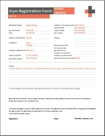 Gym Registration Form