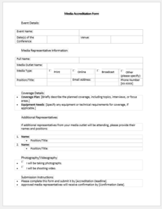 Media Accreditation Form