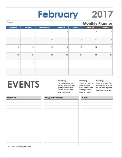 Monthly Weekly Calendar Template from www.wordexceltemplates.com