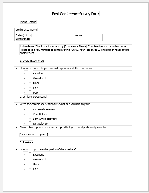 Post-Conference Survey Form