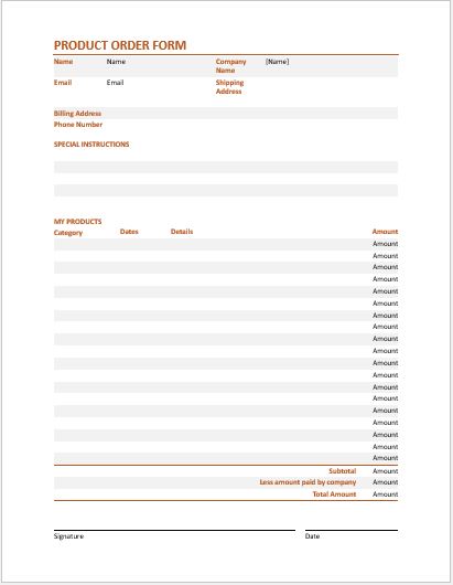 Order Form Template Excel from www.wordexceltemplates.com