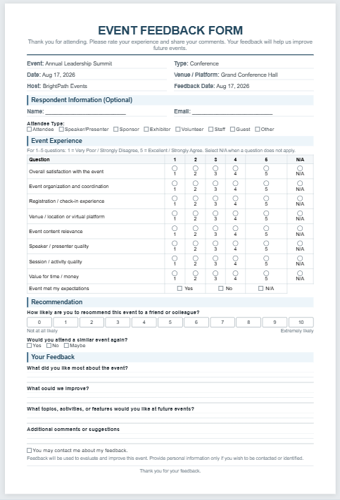 Event Feedback Form Generator