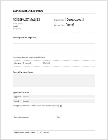 Expense request form