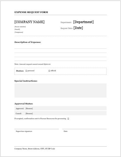 Expense Form Template Word from www.wordexceltemplates.com