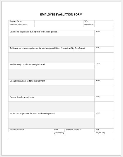 Evaluation Form Template Word from www.wordexceltemplates.com
