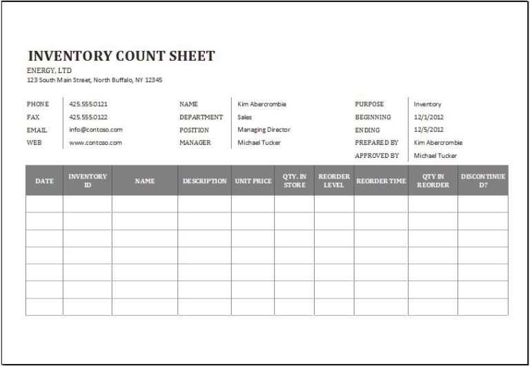 Physical Inventory Count Sheet Template for Excel Word & Excel Templates