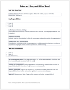 Roles and Responsibilities Sheet