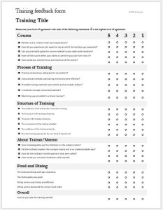 Training feedback form