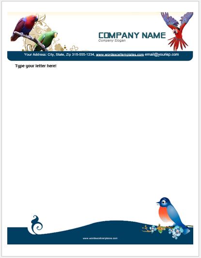 Birds Letterhead Templates for MS Word