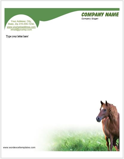 Horse Letterhead Templates for MS Word