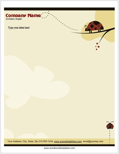 Ladybug Letterhead Templates for MS Word