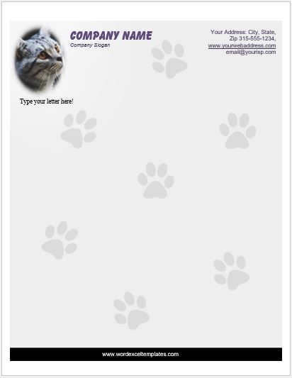 Animal Letterhead Templates for MS Word