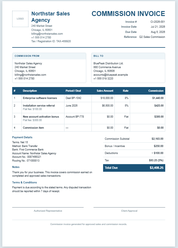 Commission Invoice Generator