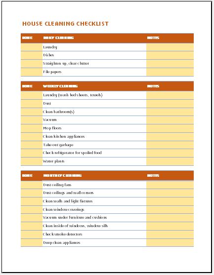 Daily Weekly Monthly Cleaning Chart