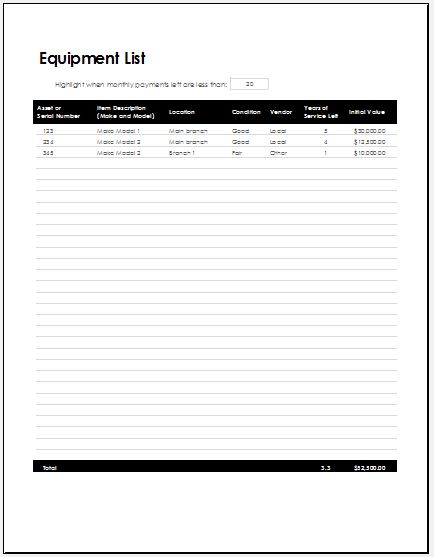 Equipment list. Running list шаблон. Minimum Equipment list Mel.