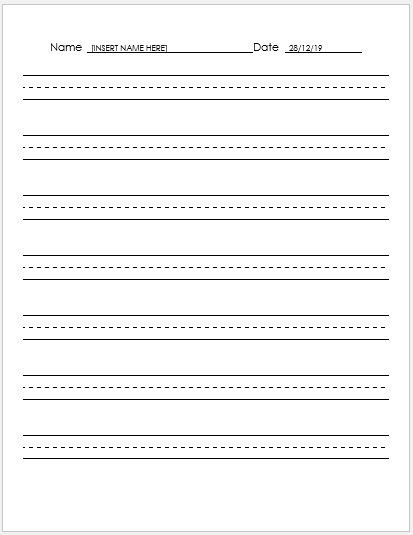 Lined paper for handwriting practice