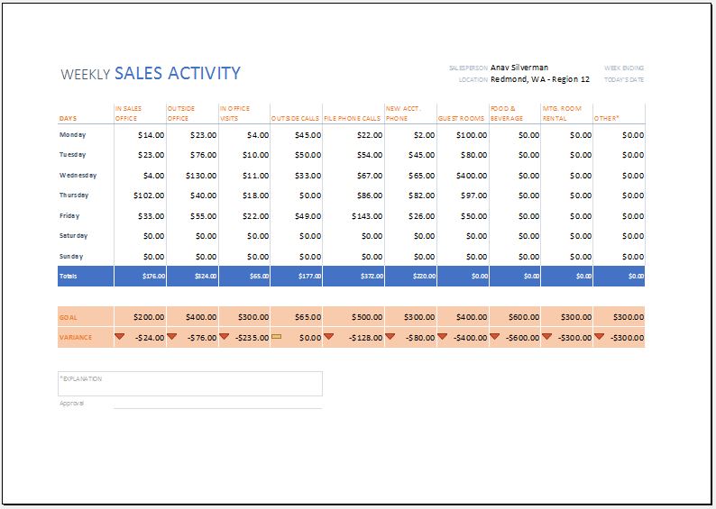 Weekly Sales Activity Report