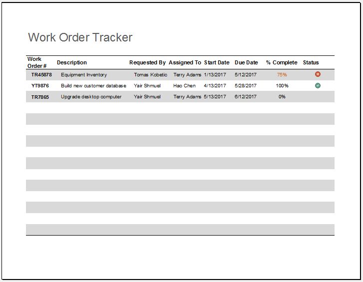 Work Order Excel Template from www.wordexceltemplates.com