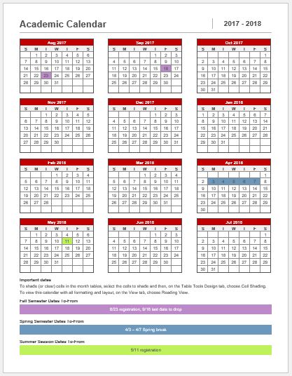 Preschool Calendar Templates for MS Word & Excel | Word & Excel Templates