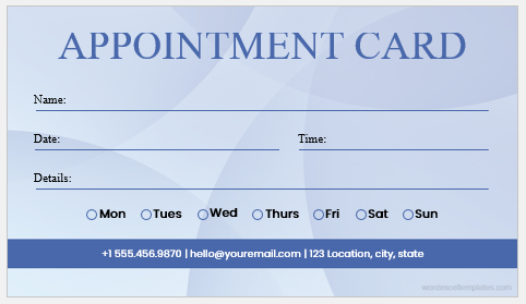 Appointment card template