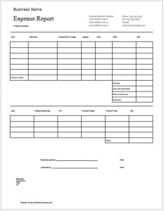 Columnar Expense Report Template for MS Word