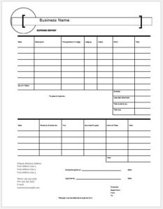 Columnar Expense Report Template for MS Word